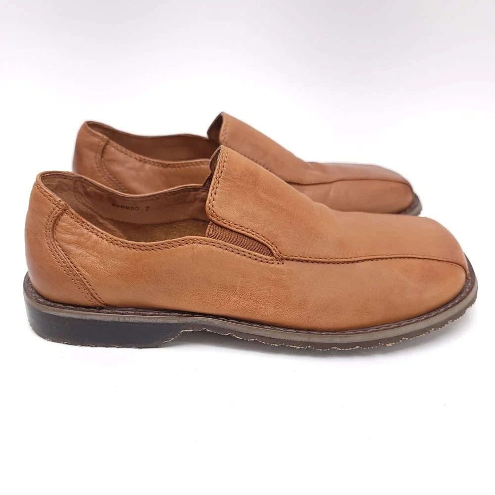 Steve Madden Mens 7 Mammbo‎ Tan Leather Slip On Casual Dress Shoe Loafer